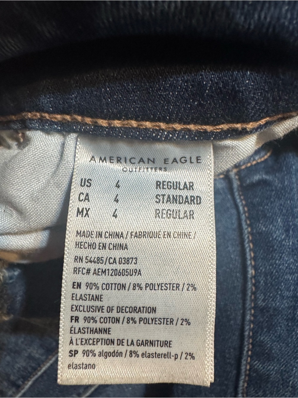 American Eagle Blue Denim Jeans with Yellow Accent